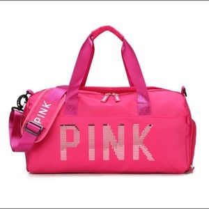 Pink duffle bag